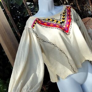 Free People Boho Festival Embroidery Top Medium